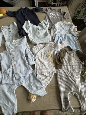 Carter's Baby Boys Light Blue and Gray Matching Outfit Set